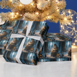 Papel De Regalo Viejo Hombre Navidad Con un Conejo