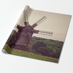 Papel De Regalo Viejo molino de viento. Paisaje otoñal. Ukrainearc