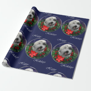 Papel De Regalo Viejo navidad inglés del perro pastor