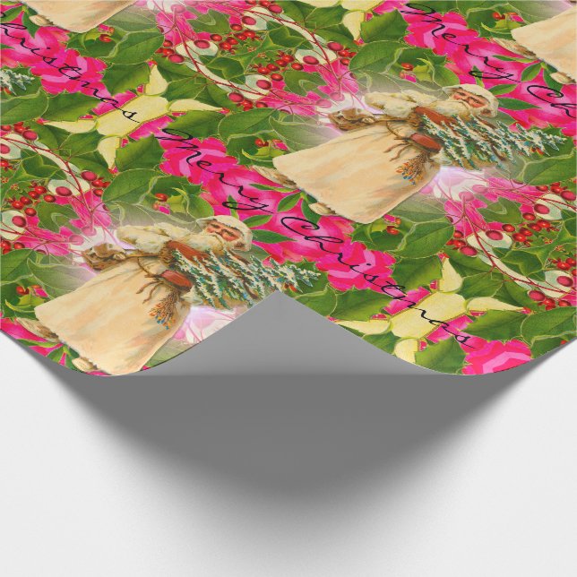 Papel De Regalo Viejo Santa del pasado victoriano de 30" x 6' (Esquina)