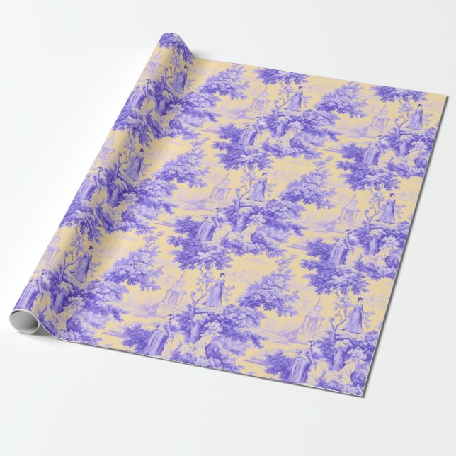 Papel De Regalo Viejo toile morado de alegría (Desenrollado)