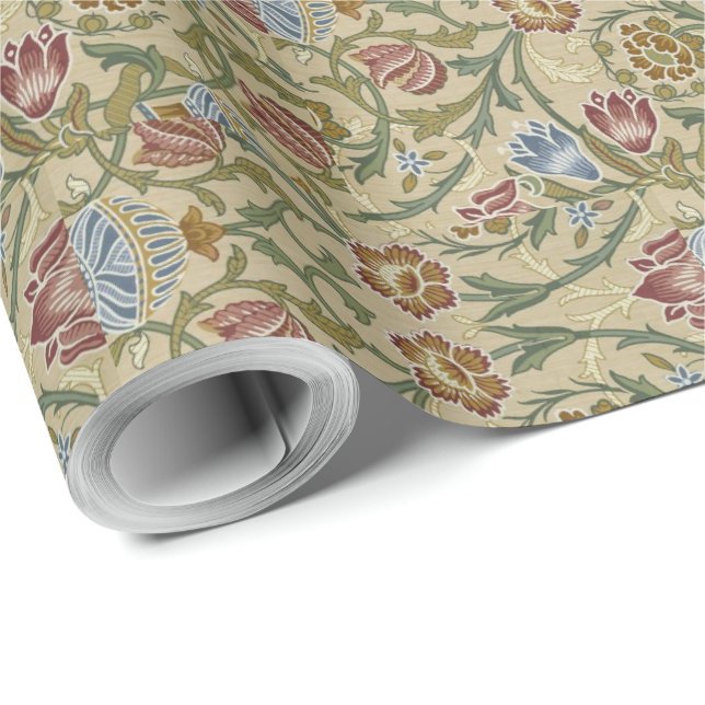 Papel De Regalo Viejo William Morris Pink Blue Brocade (Esquina del rollo)