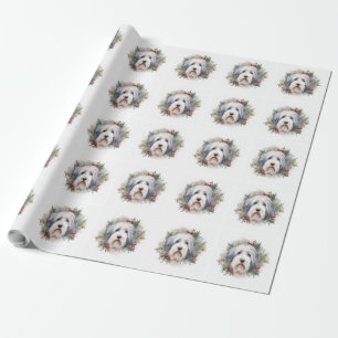 Papel De Regalo Viejos Navidades de Sheepdog ingleses escriben pre
