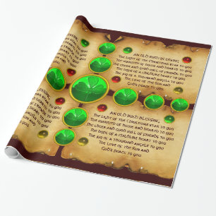 Papel De Regalo Viejos Navidades irlandeses bendicen pergamino, sh