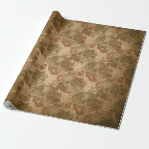 Papel De Regalo Viejos Rosas del cráneo gótico de Victorian Shab