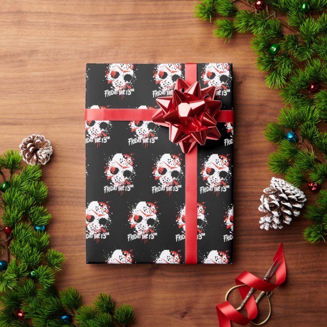 Papel De Regalo Viernes 13 | Paint Splatt Hockey Mask (Regalo de vacaciones)