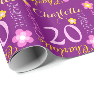 Papel De Regalo Vigésimo abrigo personalizado flor del cumpleaño