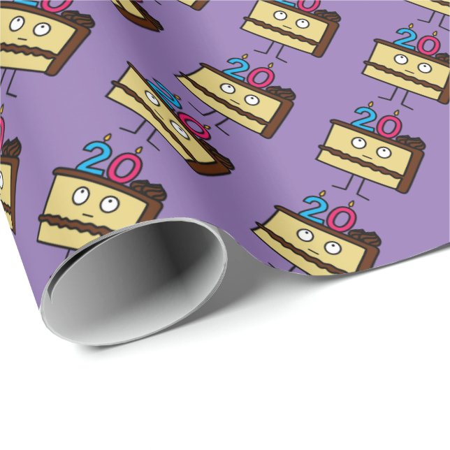 Papel De Regalo vigésimo Torta de cumpleaños con las velas (Esquina del rollo)