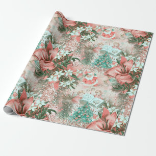 Papel De Regalo Vignette Navidades Pastel Retro
