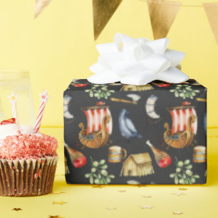 Papel De Regalo Viking Cumpleaños 1–7 Patrón de barco Galeón