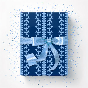 Papel De Regalo Viña de Cutwork en Índigo Azul