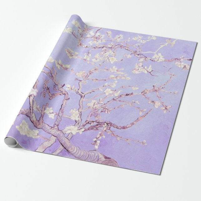 Papel De Regalo Vincent Van Gogh Almond Blossoms : Lavender (Desenrollado)