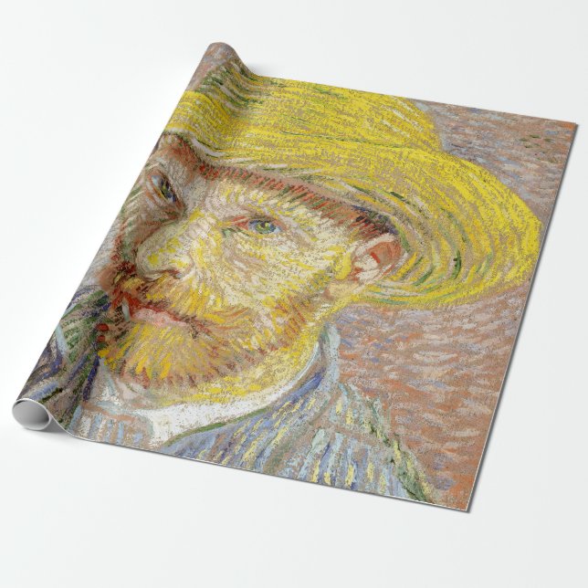 Papel De Regalo Vincent van Gogh - Autorretrato con Gorra de paja (Desenrollado)