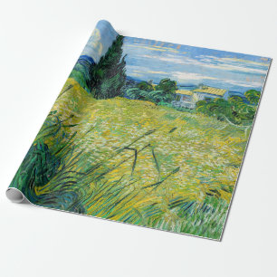 Papel De Regalo Vincent van Gogh - Campo de trigo verde con ciprés