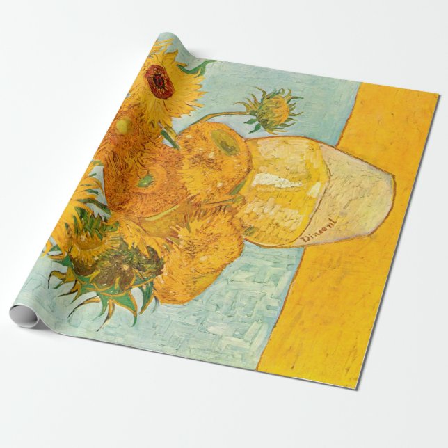 Papel De Regalo Vincent Van Gogh Doce girasoles en un arte grandio (Desenrollado)