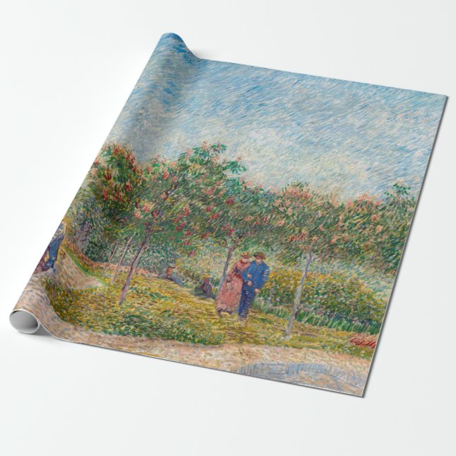 Papel De Regalo Vincent van Gogh - Jardín en Montmarte con amantes (Desenrollado)