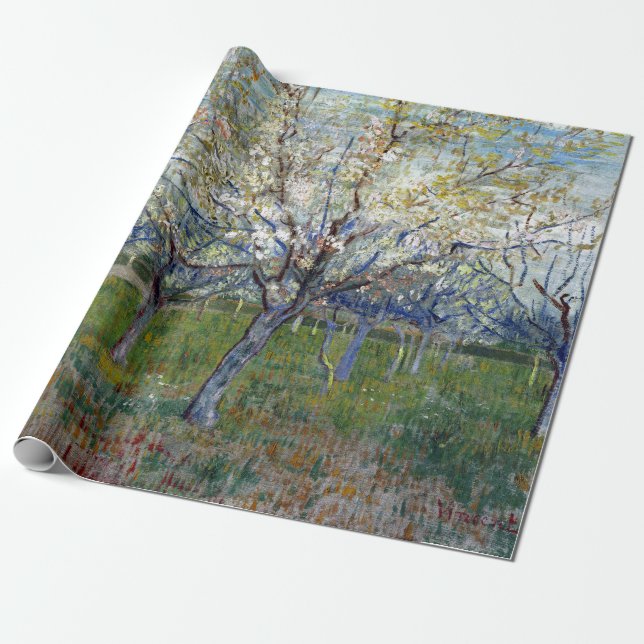 Papel De Regalo Vincent van Gogh la huerta rosada (Desenrollado)