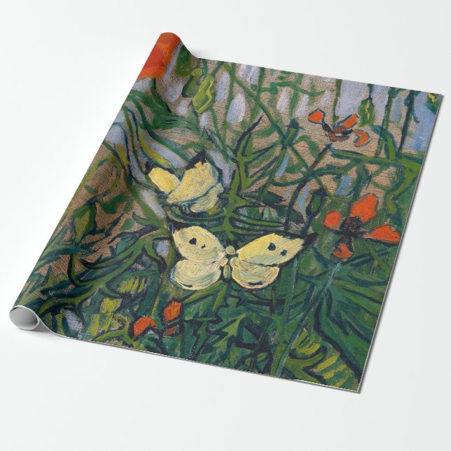 Papel De Regalo Vincent van Gogh - Mariposas y Papas (Desenrollado)