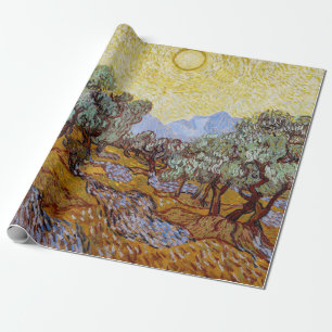 Papel De Regalo Vincent van Gogh - Olivos, cielo amarillo y sol