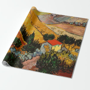 Papel De Regalo Vincent van Gogh - Paisaje, Casa y Labrador