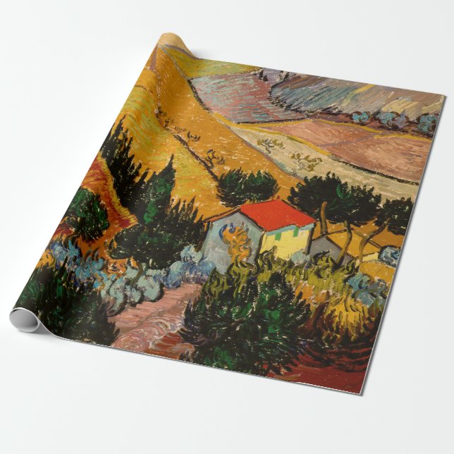 Papel De Regalo Vincent van Gogh - Paisaje, Casa y Payaso (Desenrollado)