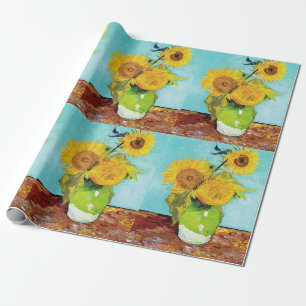 Papel De Regalo Vincent Van Gogh Tres Girasoles En un Jarrón