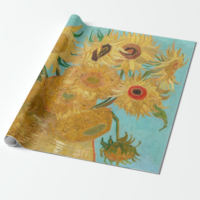 Papel De Regalo Vincent Van Gogh - Vase con doce girasoles (Desenrollado)