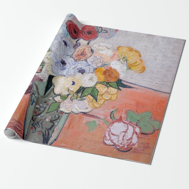 Papel De Regalo Vincent van Gogh - Vase con Rosas y anemones (Desenrollado)