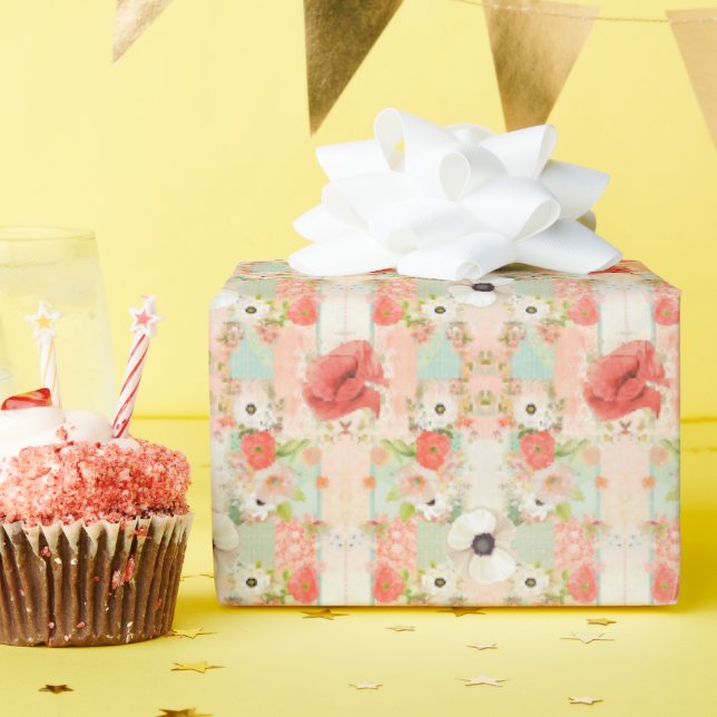 Papel De Regalo Viñeta de amapola roja y blanca (Fiesta de cumpleaños )