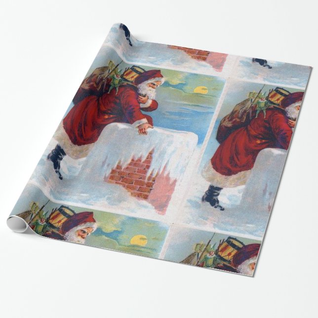 Papel De Regalo Viñeta Santa con chimenea (Desenrollado)