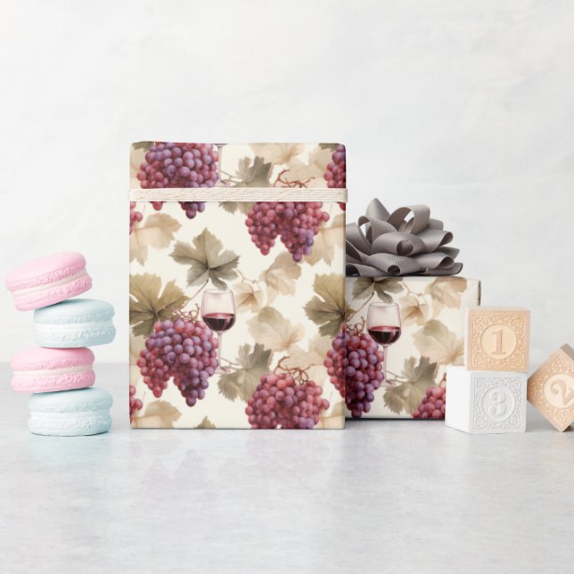 Papel De Regalo Vino de uva y vino tinto 2 - (Baby Shower)