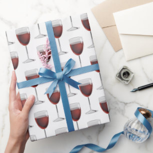 Papel De Regalo Vino Rojo Sobre Blanco