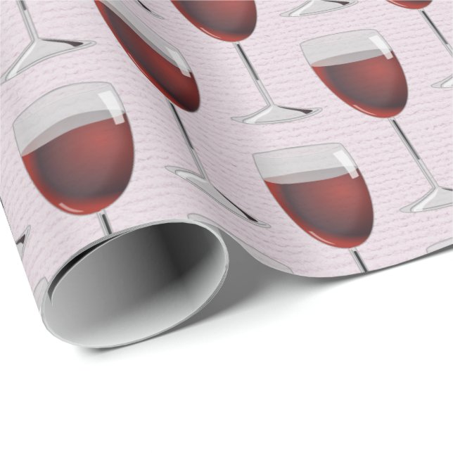 Papel De Regalo Vino Rojo Sobre Rosa (Esquina del rollo)