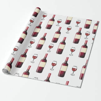 Papel De Regalo Vino Rojo y Vidrio