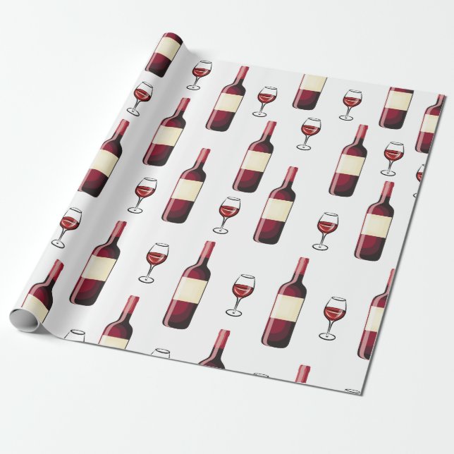 Papel De Regalo Vino Rojo y Vidrio (Desenrollado)