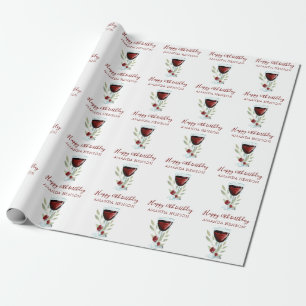 Papel De Regalo Vino Tinto de Cumpleaños 60 Elegante