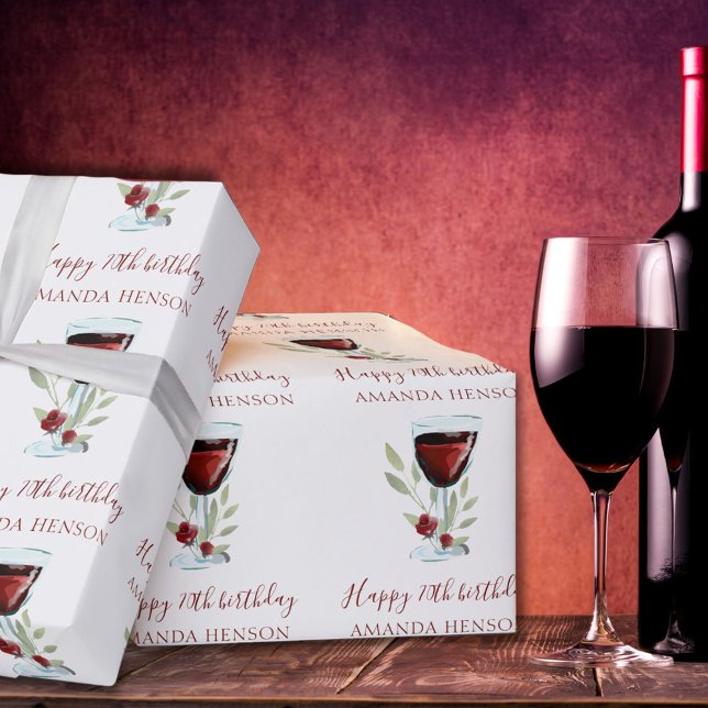 Papel De Regalo Vino Tinto de Cumpleaños 70 Elegante  (Subido por el creador)