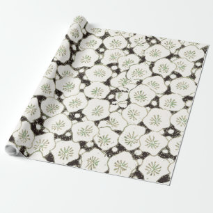 Papel De Regalo Vintage 1902 Japonés Floral: Flor Blanca Negra