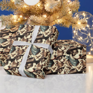 Papel De Regalo Vintage American Pit Bull Terrier Ilustracion