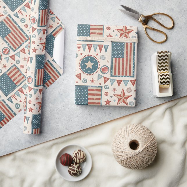 Papel De Regalo VINTAGE Americana  (Artesanía)
