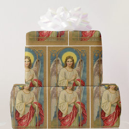 Papel De Regalo Vintage Angel Christmas Greetings Superior Calidad