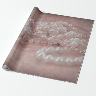 Papel De Regalo Vintage Antiguo Rosa Oro Perlas Blancas acuarela