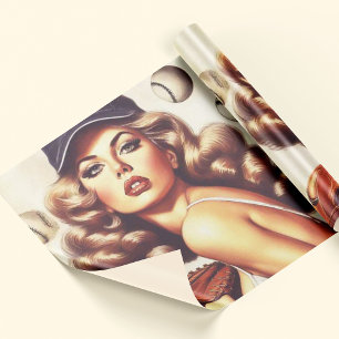 Papel De Regalo Vintage Baseball Pin Up