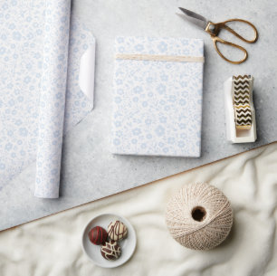 Papel De Regalo Vintage Bloom Polvo Azul - Neutral