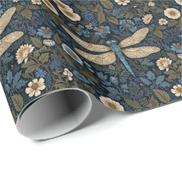 Papel De Regalo Vintage blue Dragonfly