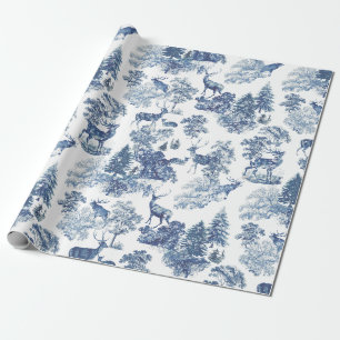 Papel De Regalo Vintage Blue White Deer en Woodland nevada
