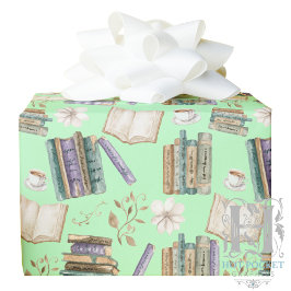 Papel De Regalo Vintage Books Gift Wrapping Paper - Green