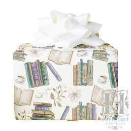 Papel De Regalo Vintage Books Gift Wrapping Paper - White