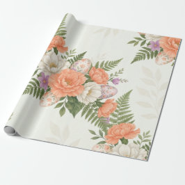 Papel De Regalo Vintage Botanical Apricot Floral Easter