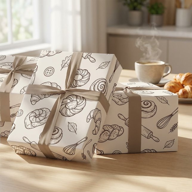 Papel De Regalo Vintage Breakfast Bakery Seamless Pattern (#giftwrap #wrappingpaper #giftboxmockup #packagingdesign #productmockup #mockupdesign #bakerydesign )
